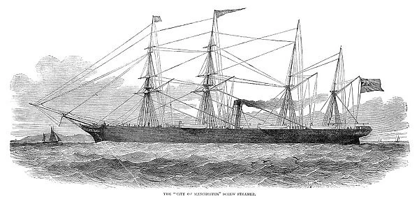 SCREW STEAMSHIP, 1851. The City of Manchester screw steamer, launched from Glasgow