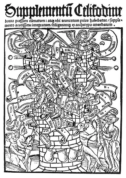 SCRIPTURAE THESAURUS, 1510. Angels defending the Citadel of Heaven against the
