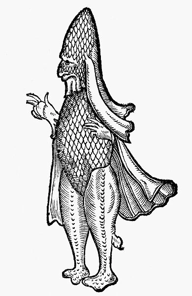 SEA MONSTER, 1560. Bishop-like sea monster allegedly sighted off the coast of Poland