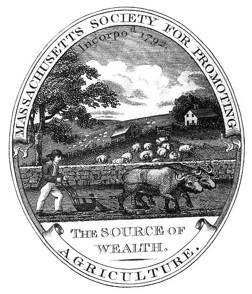 SEAL: AGRICULTURE. Seal for the Massachusetts Society for Promoting Agriculture, 1802