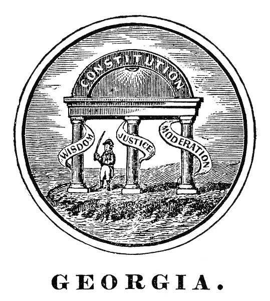The seal of Georgia, one of the original Thirteen States, at the time of the American Revolution