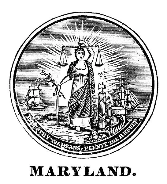 The seal of Maryland, one of the original Thirteen States, at the time of the American Revolution