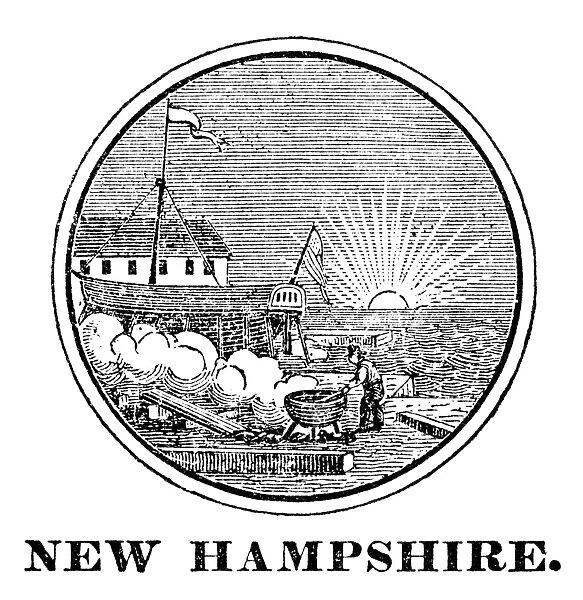 The seal of New Hampshire, one of the original Thirteen States, at the time of the American Revolution