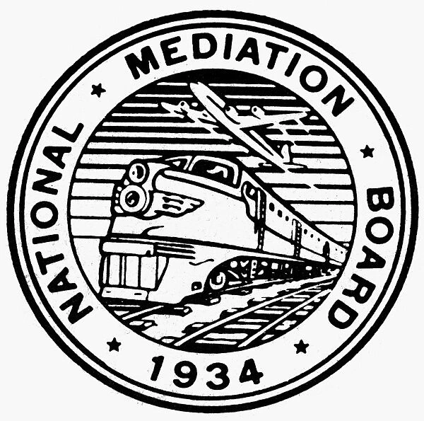 Seal of the U. S. National Mediation Board, formed to resolve disputes in the railroad and airline industries