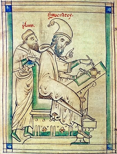 (seated, writing). English ms. illumination, 13th century