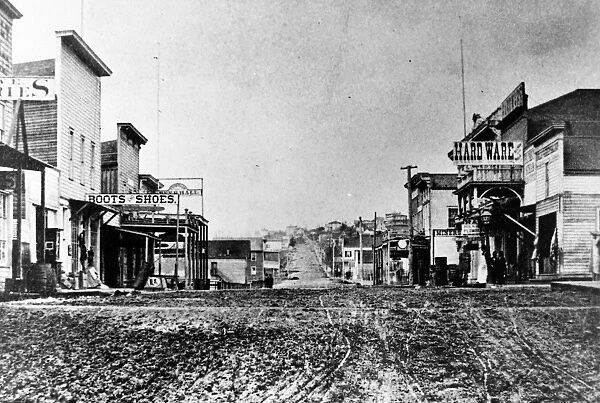 SEATTLE, WASHINGTON, 1880s. A street in Seattle, Washington State, 1880s