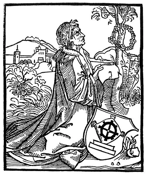 SEBASTIAN BRANT (1457?-1521). German poet. Woodcut, 1498, attributed to Albrecht Durer