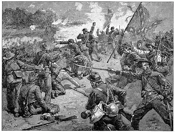 SECOND BATTLE OF BULL RUN. The Second Battle of Bull Run, 29-30 August 1862. Stonewall Jacksons foot cavalry at the Second Manassas. Wood engraving, 19th century