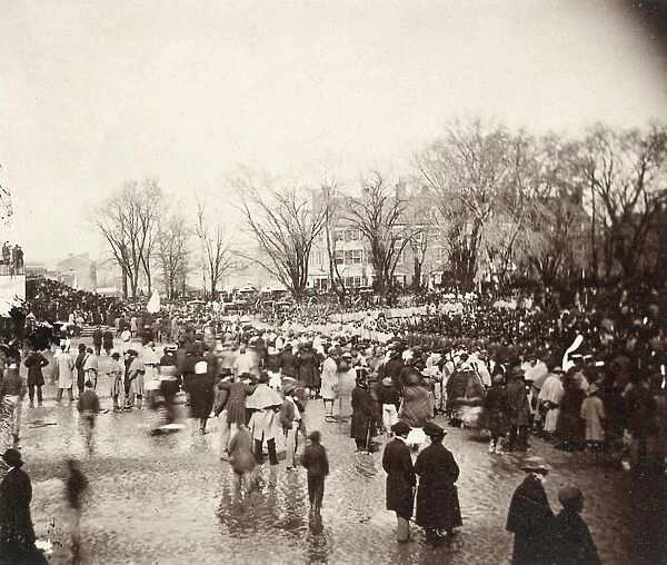 The second inauguration of Abraham Lincoln as President of the United States, Washington, D. C. 4 March 1865. The crowd includes African American troops who marched in the inaugural parade