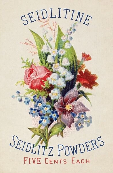 Seidlitz powders, an American patent medicine. Merchants trade card, c1880
