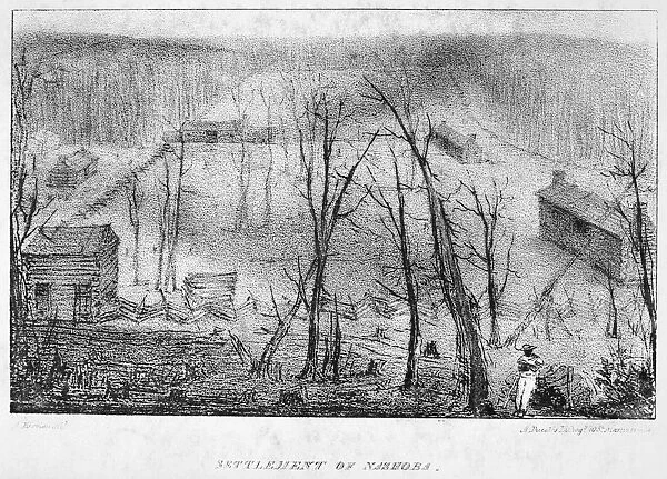 SETTLEMENT OF NASHOBA. Lithograph illustration, 1832, from the first American edition of Mrs