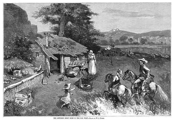 SETTLERS, 1880. The Settlers First Home in the Far West. Engraving after a drawing by W
