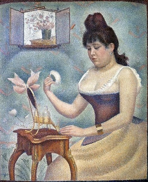 SEURAT: KNOBLOCH, 1889-90. Madeleine Knobloch seated at a powder table. Oil on canvas by Georges Seurat, 1889-90