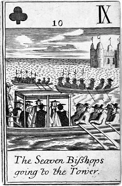 SEVEN BISHOPS TRIAL, 1688. Seven Church of England bishops, accused of seditious libel