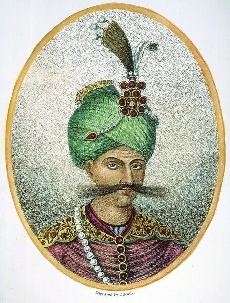 SHAH ABBAS I (1557?-1628). The Great, of Persia: stipple engraving, English, 1815