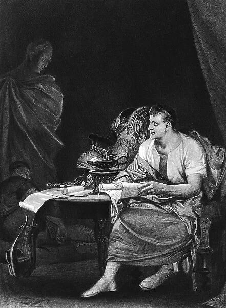SHAKESPEARE: JULIUS CAESAR. The ghost of Caesar appears before Brutus (Act IV, Scene III). Photogravure for an American edition of William Shakespeares Julius Caesar, 1891