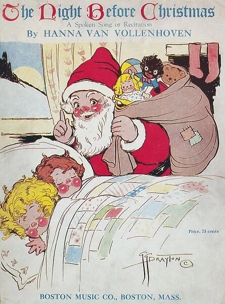 SHEET MUSIC COVER, 1911. American sheet music cover for The Night Before Christmas, by Clement Clark Moore and Hanna Van Vollenhoven, drawn by Grace Drayton, 1923