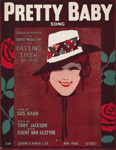 SHEET MUSIC COVER, 1916. American sheet music cover for Pretty Baby, by Gus Khan, Tony Jackson and Egbert Van Alstyne, 1916