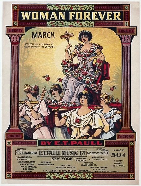 SHEET MUSIC COVER, 1916. American sheet music cover for Woman Forever, by E. T. Paull, 1916