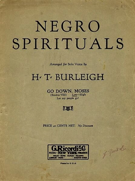 SHEET MUSIC: SPIRITUAL. Sheet music cover for the African American spiritual Go Down Moses