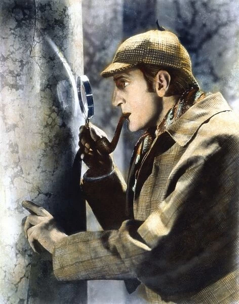 SHERLOCK HOLMES. Basil Rathbone (1892-1967), English actor, in the role of Sherlock Holmes. Oil over a photograph