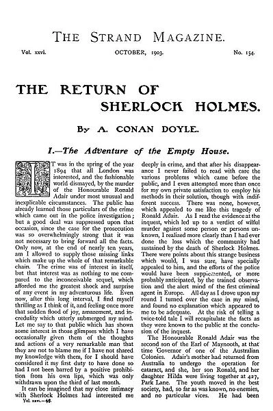 SHERLOCK HOLMES. The Return of Sherlock Holmes: The Adventure of the Empty House