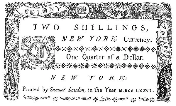 Two shilling paper bill of 1776