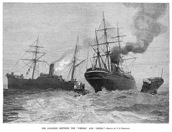 SHIP COLLISION, 1888. The collision between the ocean liners RMS Umbria of the Cunard Line