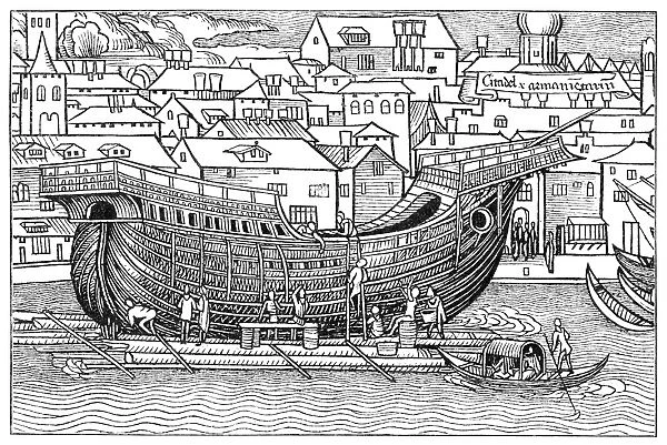 SHIPBUILDING, 1486. The construction of a large sailing ship in the Holy Land