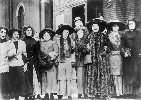 SHIRTWAIST STRIKE OF 1909. Women workers of shirtwaist factories on strike in New York City