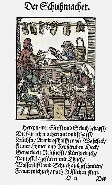 SHOEMAKERS, 1568. Woodcut by Jost Amman, 1568