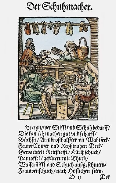 SHOEMAKERS, 1568. Woodcut by Jost Amman, 1568