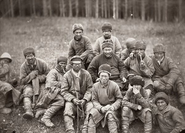 SIBERIA: CONVICTS, c1885. A group of convicts in Siberia, Russia. Photograph, c1885