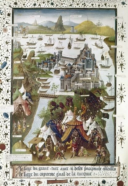 SIEGE OF CONSTANTINOPLE. Siege of Constantinople by the Turks in 1453: French manuscript