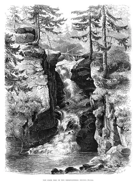 SILESIA: WATERFALL. The Hayn waterfall in the Riesengebirge region in Silesia, Germany