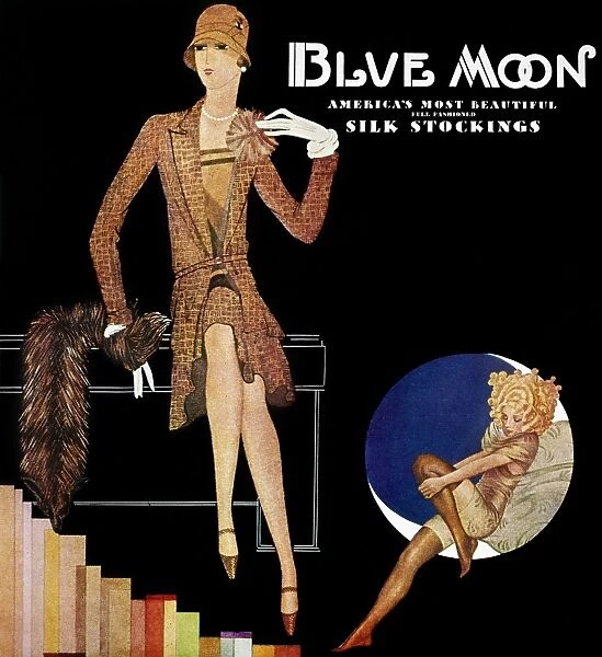 SILK STOCKINGS AD, c1925. American magazine advertisement, c1925, for Blue Moon