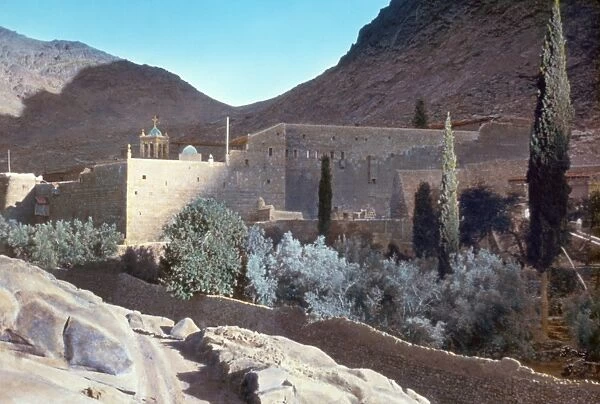 SINAI: MONASTERY. The monastery of Saint Catherine and the adjoining garden at Mount Sinai, Egypt