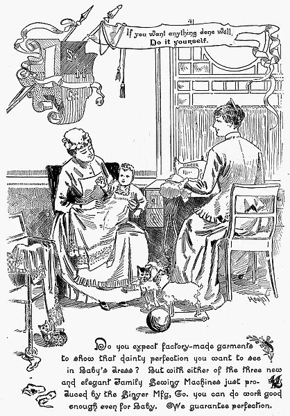 SINGER SEWING MACHINE AD. Advertisement from an American magazine, 1888