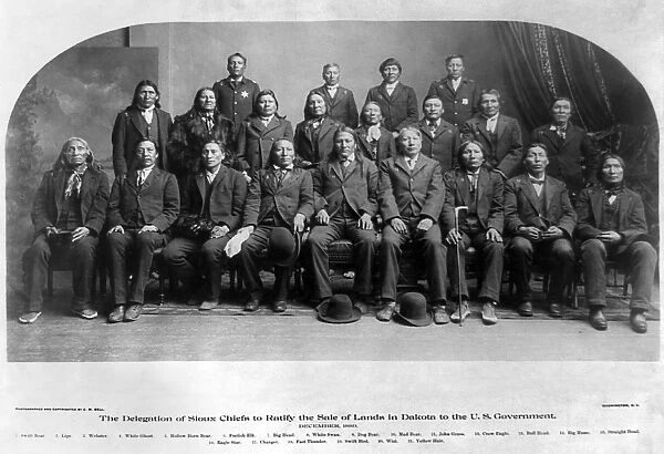 SIOUX DELEGATION, 1889. A delegation of Sioux chiefs sent to ratify the sale of