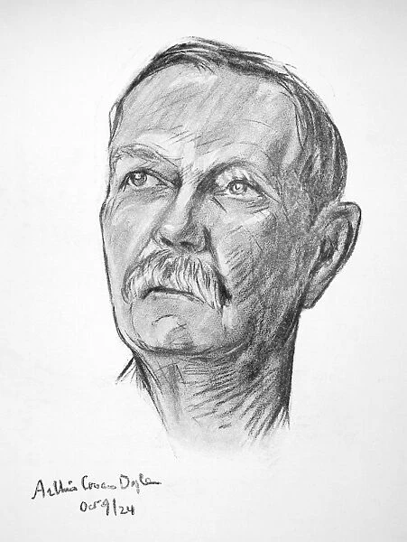SIR ARTHUR CONAN DOYLE (1859-1930). British physician and writer. Drawing, 1924, by Kathleen Shackleton