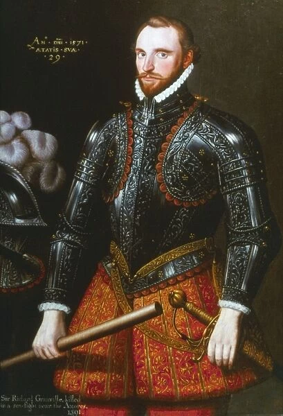 SIR RICHARD GRENVILLE (1542-1591). English naval commander and adventurer. Oil on canvas