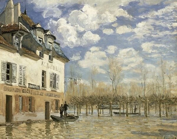 SISLEY: BOAT IN THE FLOOD. Boat in the Flood at Port Marly. Oil on canvas, Alfred Sisley