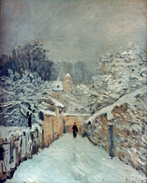 SISLEY: LOUVECIENNES, 1878. The Snow at Louveciennes. Oil on canvas by Alfred Sisley