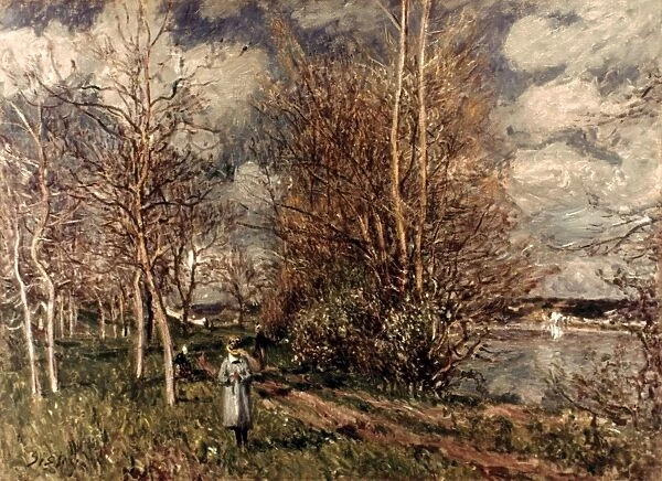 SISLEY: MEADOWS, 1882-25. Les petits pres au printemps. Canvas by Alfred Sisley