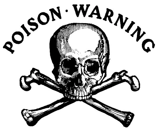 SKULL AND CROSSBONES. International symbol for poison. Line engraving, c1800