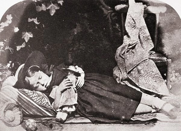 SLEEPING GIRL, c1845. A sleeping child, Elizabeth Logan. Calotype, Edinburgh, Scotland