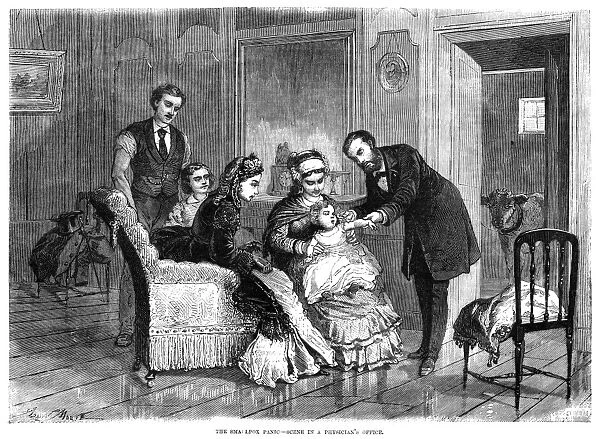 SMALLPOX VACCINE, 1871. An upper class family receiving the smallpox vaccine, 1871