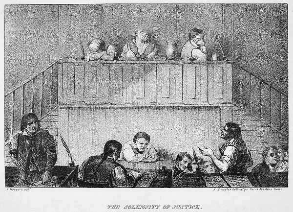 SOLEMNITY OF JUSTICE. Lithograph illustration, 1832, from the first American edition of Mrs