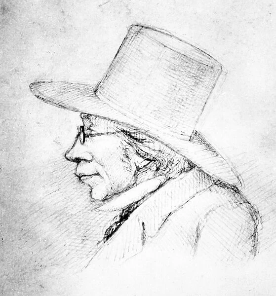 SOREN KIERKEGaRD (1813-1855). Danish philosopher. Pencil drawing by H. B. Hansen