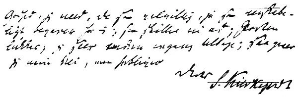 SOREN KIERKEGaRD (1813-1855). Danish philosopher. Manuscript and autograph signature